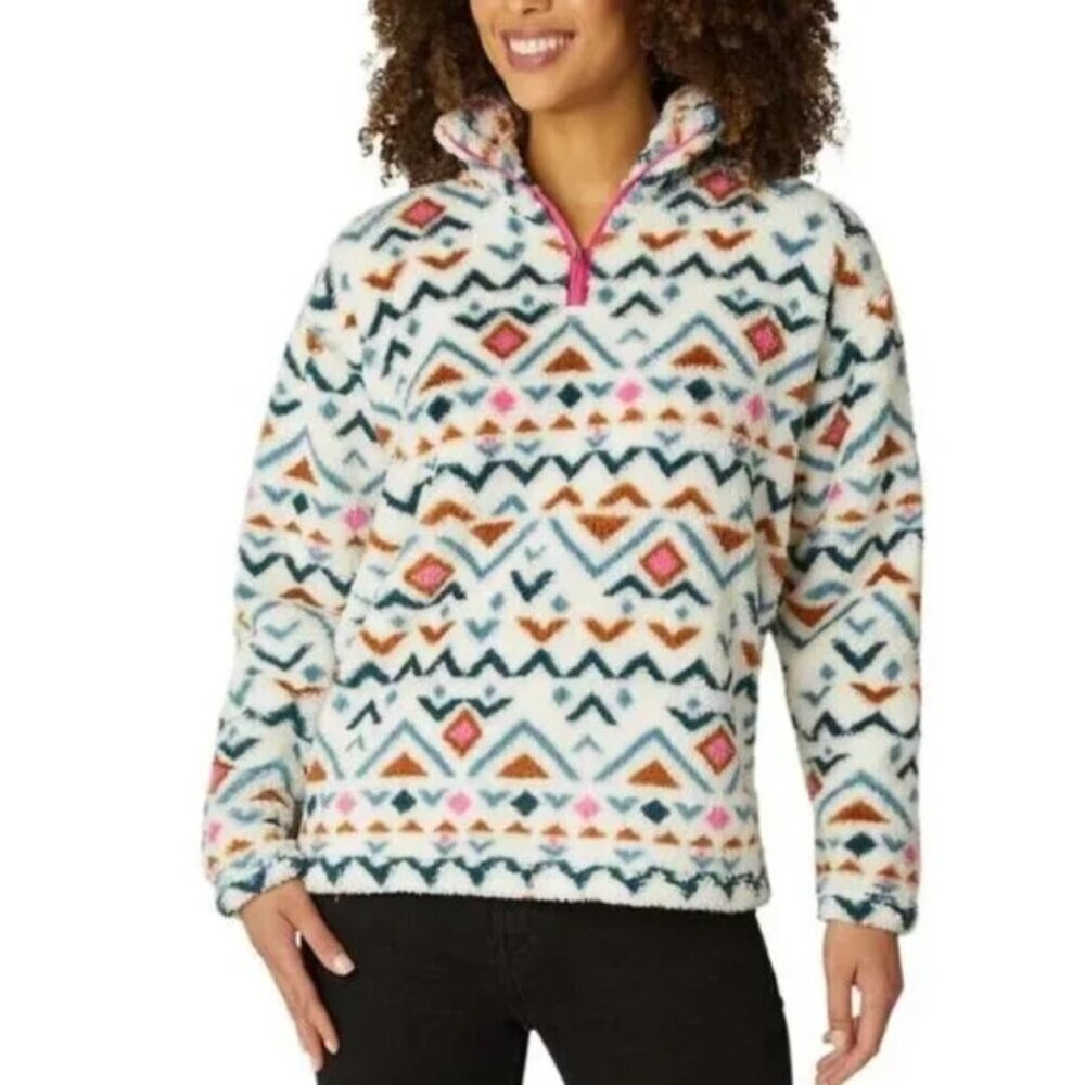 Eddie Bauer Womens Multicolor Aztec Pattern 1/4 Zip Pullover Sweater Size XL